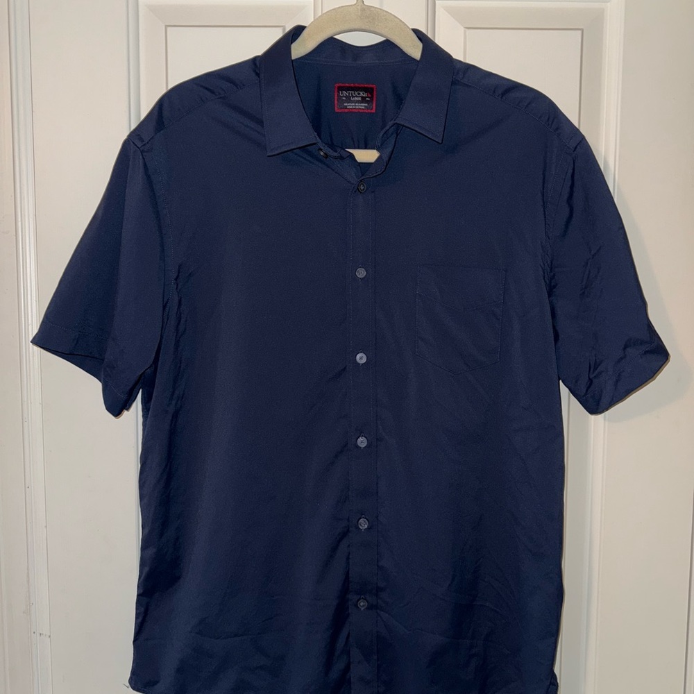 $98 UNTUCKit Performance Short-Sleeve Gironde Shirt Navy Large